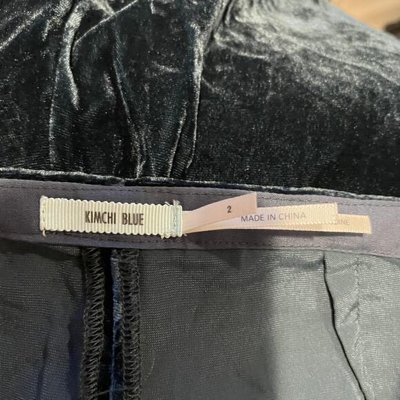 Kimchi Blue Pants Womens 2 Velvet Wide Leg Cropped High Rise Urban Outfitters - Picture 5 of 11